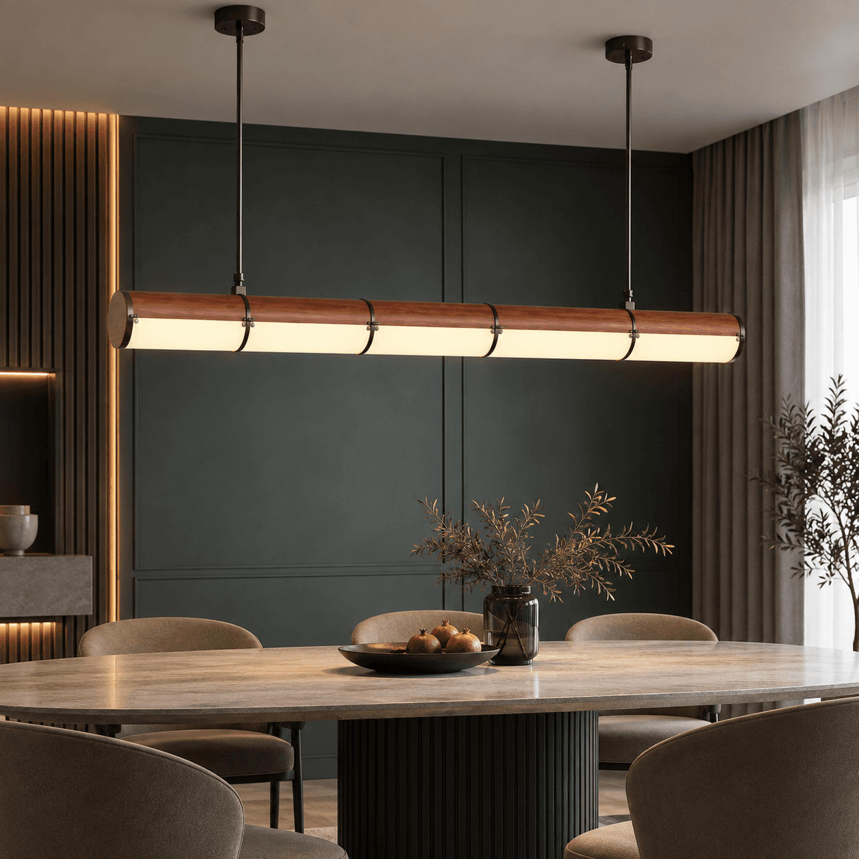 Komorebi Modern Wooden Linear Island Light