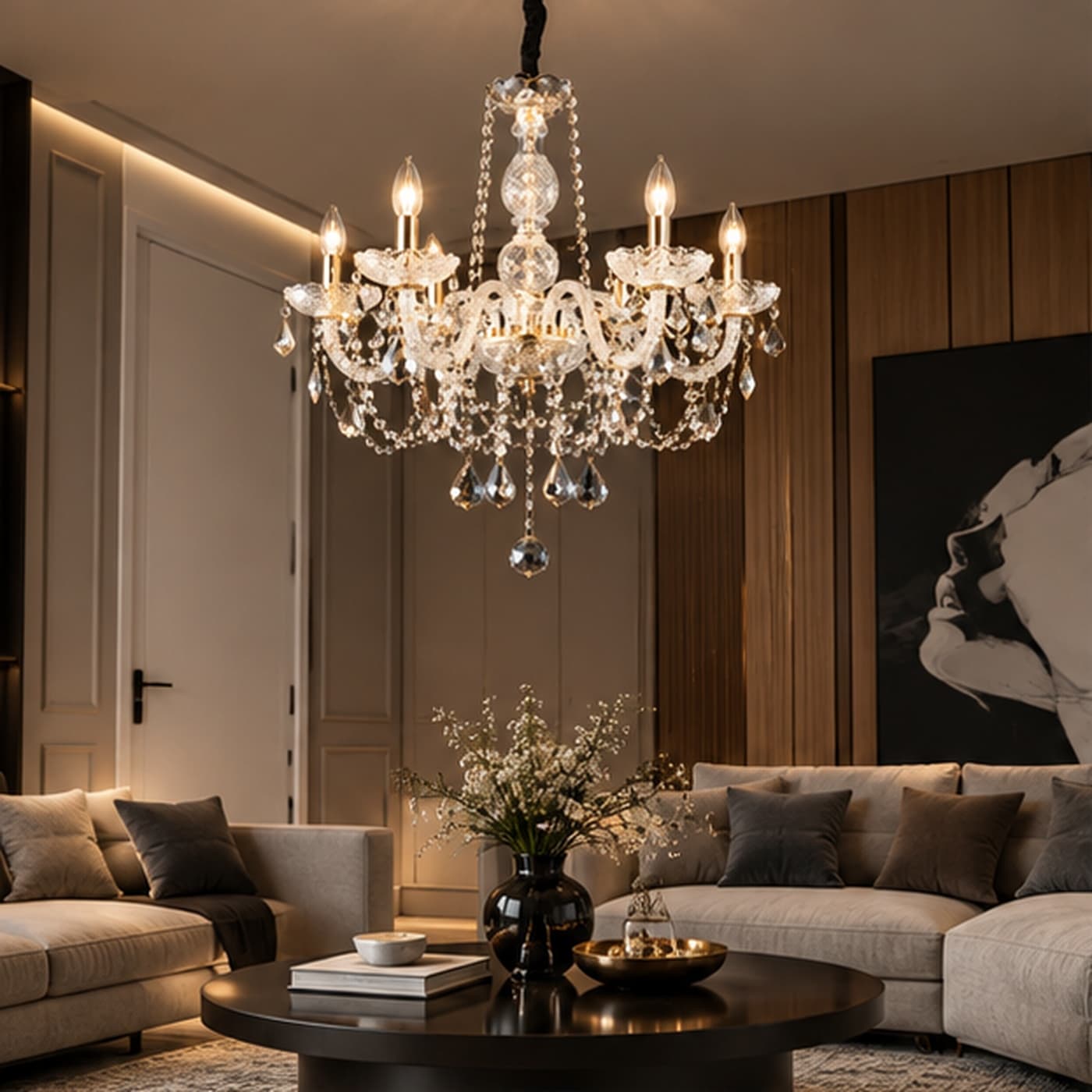 Aethel Amber Crystal Chandelier